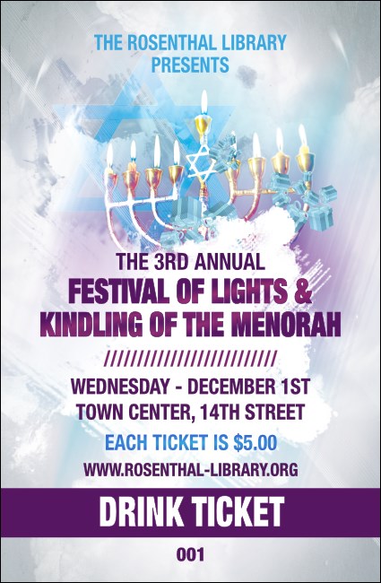 Hanukkah Abstract Drink Ticket Product Front