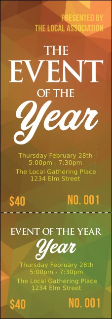 Orange Geometric Event Ticket Product Front