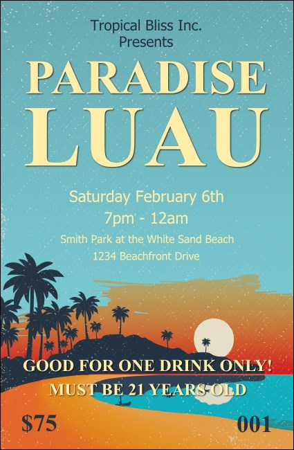Beach Drink Ticket Product Front