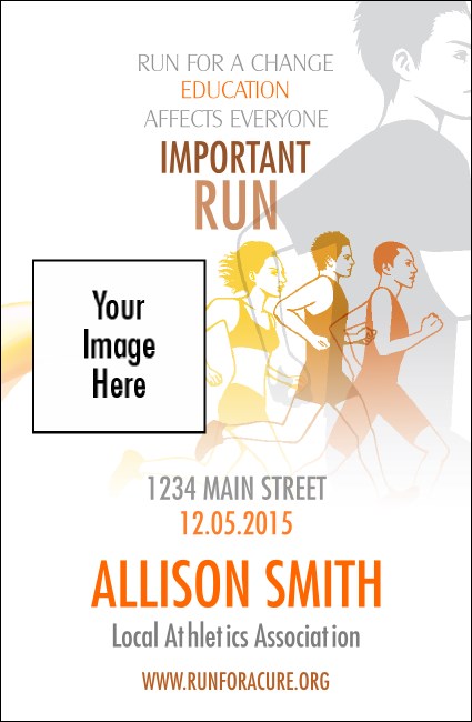 Run for a Cause (Yellow) VIP Event Badge Small Product Front