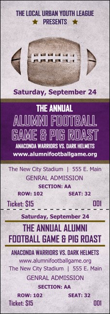 Football Purple Reserved Event Ticket Product Front