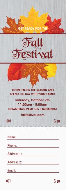 Fall Simple Raffle Ticket Product Front