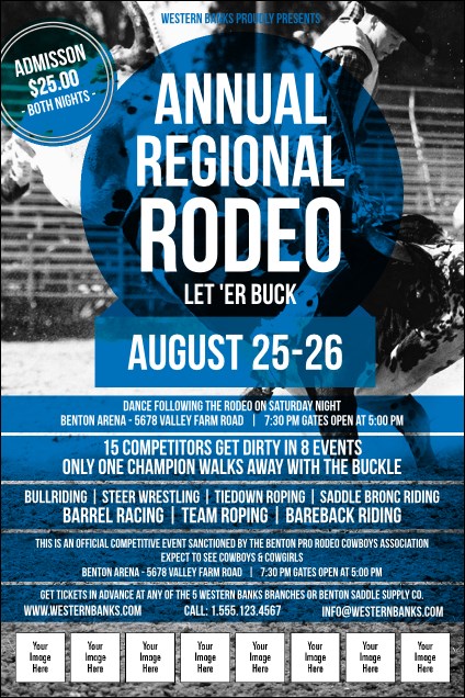 Modern Rodeo Blue Poster Product Front
