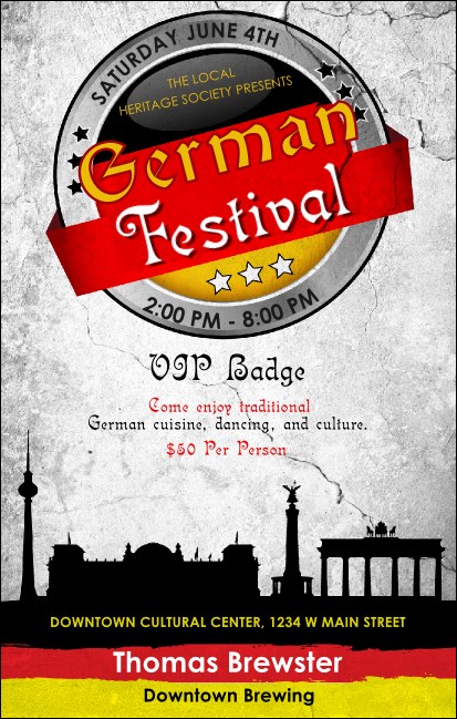 German VIP Event Badge Medium Product Front