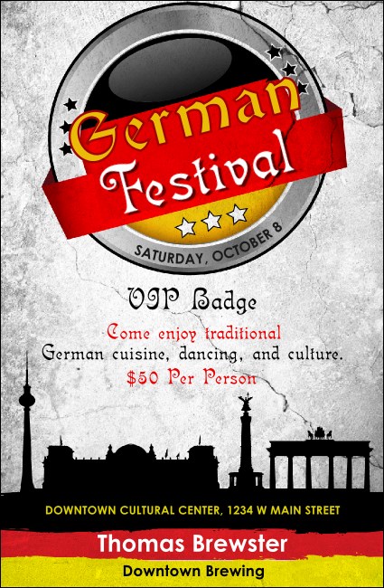 German VIP Event Badge Small Product Front