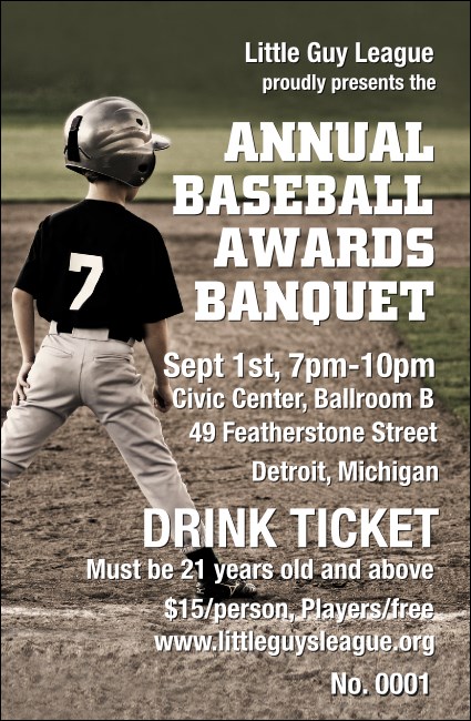 Baseball Drink Ticket Product Front