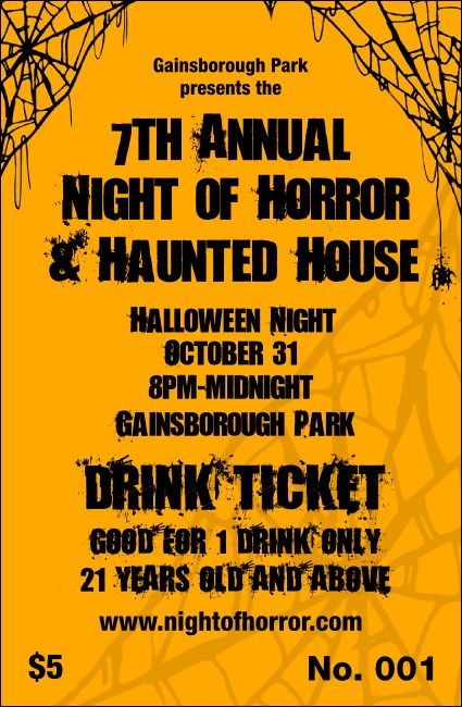 Spider Web Drink Ticket Product Front