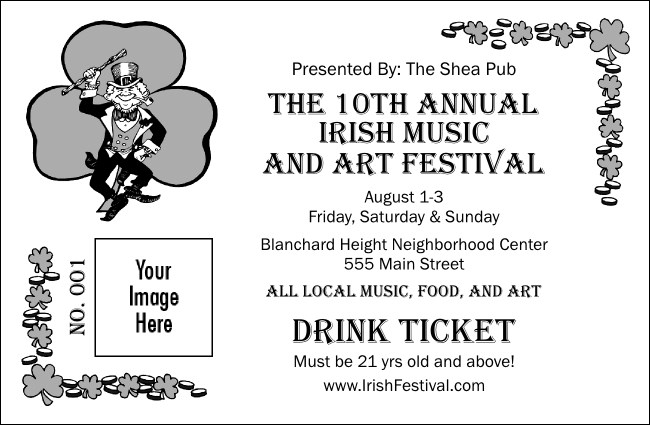 St. Patrick's Day Drink Ticket Product Front