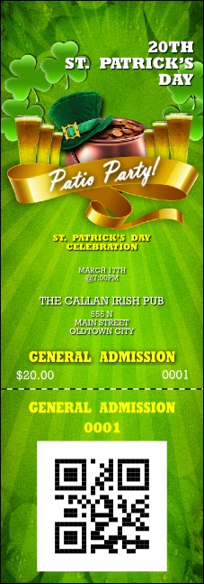 St. Patrick's Day Party QR Event Ticket Product Front