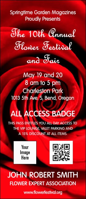 Red Rose VIP Event Badge Large Product Front