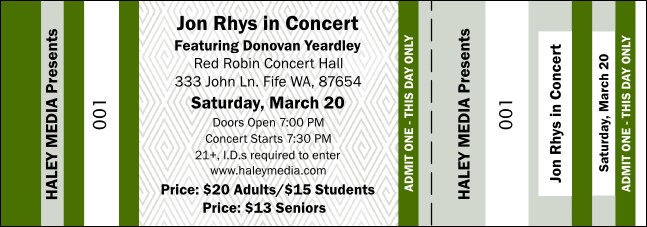 Green Landscape General Admission Ticket Product Front