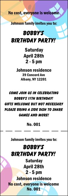 Balloon Ticket 002 Product Front