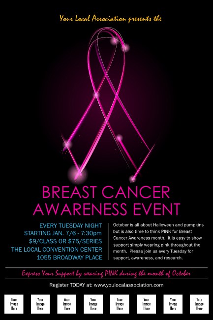 Breast Cancer Ribbon Sparkle Logo Poster