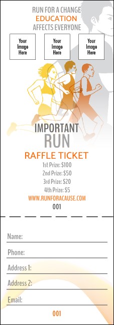 Run for a Cause Orange Raffle Ticket