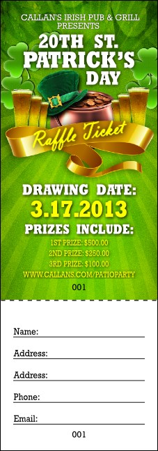 St. Patrick's Day Party Raffle Ticket