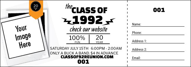 Class Reunion Mascot Orange Raffle Ticket Product Front