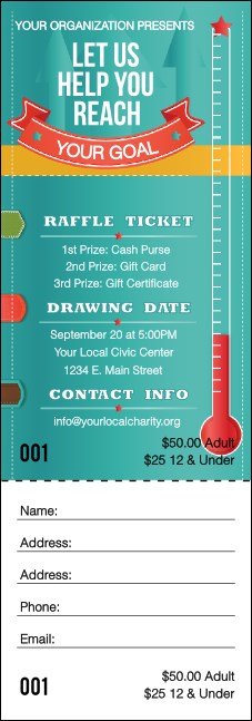 Fundraising Thermometer Raffle Ticket Product Front