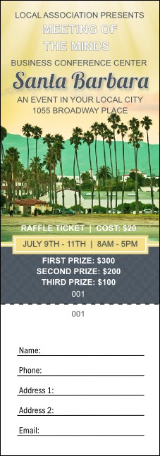 Santa Barbara Raffle Ticket Product Front