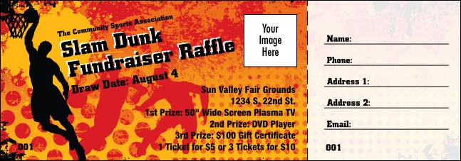 Basketball Raffle Ticket Product Front