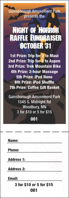 Halloween Raffle Drawing Ticket 002 Product Front