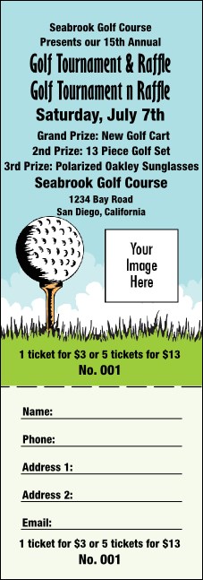 Golf Raffle Ticket 001 Product Front
