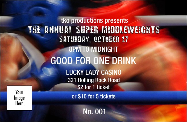 Boxing Match Drink Ticket Product Front