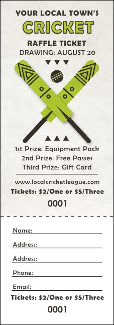 Cricket Raffle Ticket Product Front